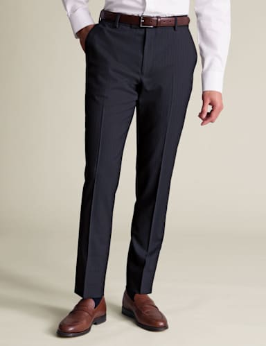 Slim Fit Wool Rich Striped Trousers.