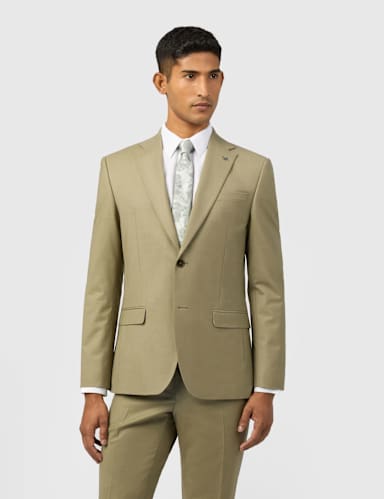 Slim Fit Wool Blend Single Breasted Suit Jacket.
