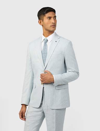 Slim Fit Linen Rich Single Breasted Suit Jacket.