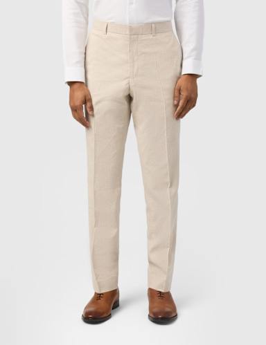 Slim Fit Linen Blend Micro Check Suit Trousers.