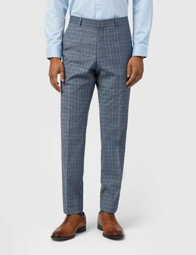 Slim Fit Wool Rich Check Durable Suit Trousers.