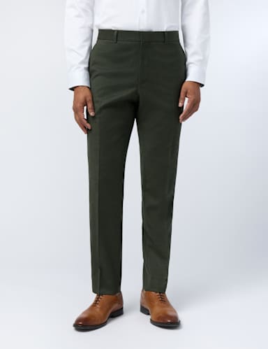 Slim Fit Wool Rich Flat Front Trousers.