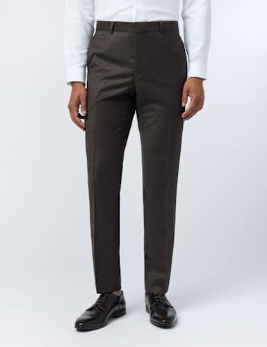 Slim Fit Wool Rich Flat Front Trousers.