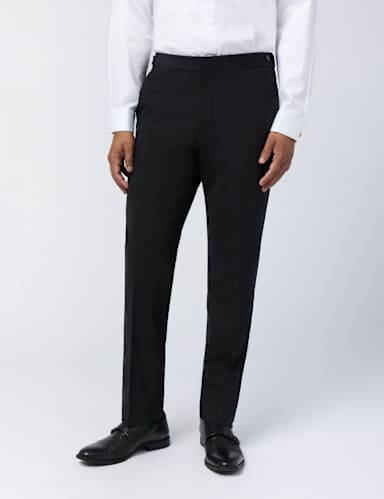Slim Fit Wool Rich Flat Front Performance Trousers.