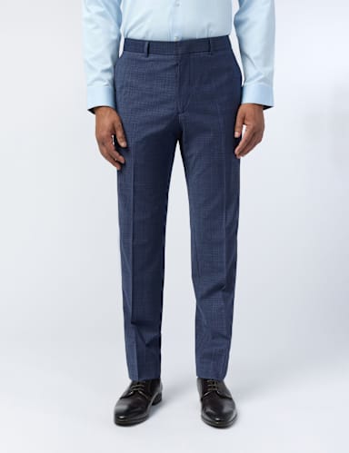 Slim Fit Wool Blend Textured Performance Trousers.