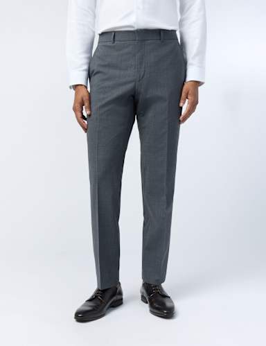 Slim Fit Wool Rich Flat Front Performance Trousers.