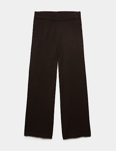 Pure Cashmere Wide Leg Trousers.