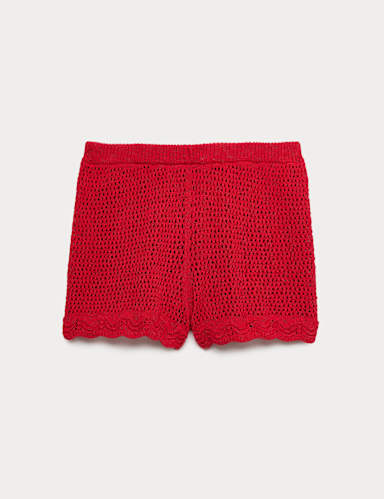 Cotton Blend Knitted Beach Shorts.