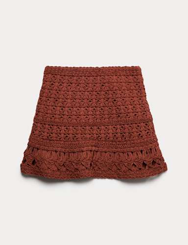 Crochet-Style Mini Knitted Skirt.