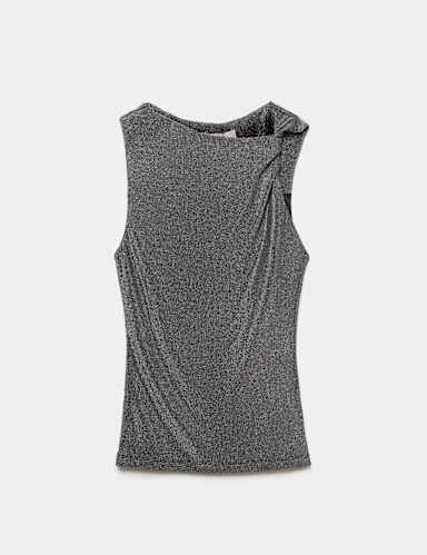 Printed Off The Shoulder Vest.