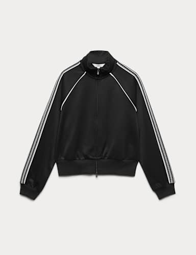Cotton Rich Tricot Zip Up Track Jacket.