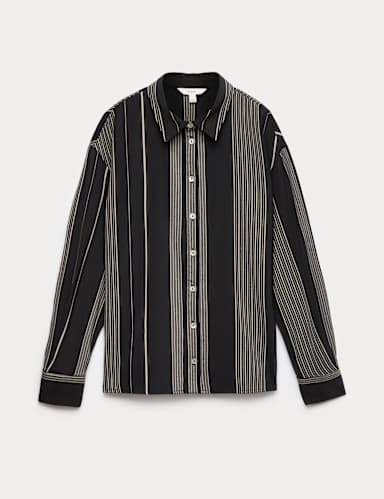 Striped Collared Button Through Shirt.