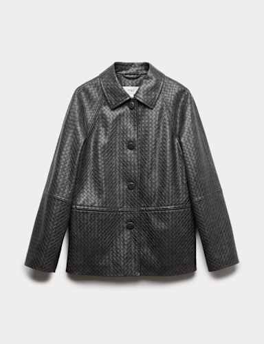 Textured Faux Leather Jacket.