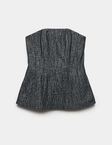 Linen Rich Fitted Bandeau Top.