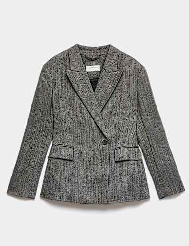 Pure Wool Single Breasted Waisted Blazer.