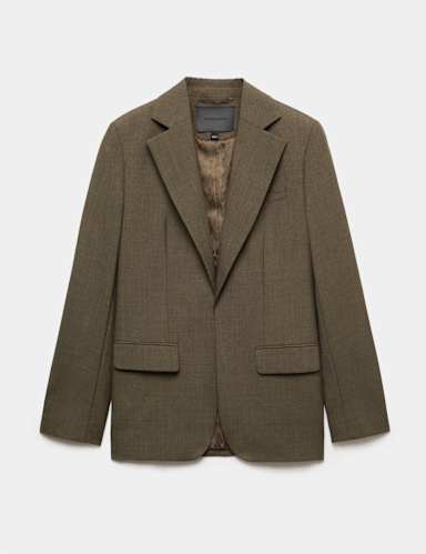 Wool Blend Tailored Blazer.