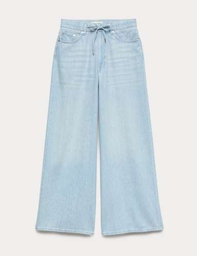 Drawstring Wide Leg Jeans.