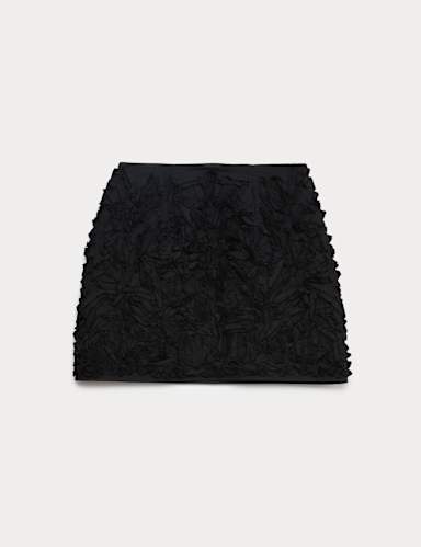 Pure Cotton Textured Mini A-Line Skirt.