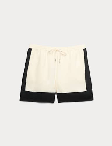 Pure Flax Linen Contrast Resort Shorts.