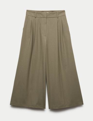 Wool Blend Tailored Wide Leg Culottes.