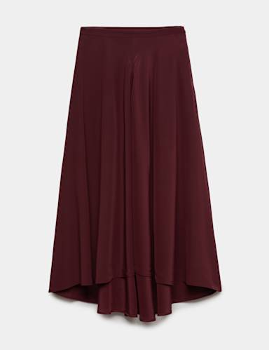 Pure Silk Midaxi Asymmetric Skirt.