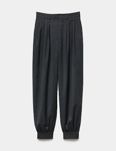 Wool Blend Tailored Balloon Trousers.
