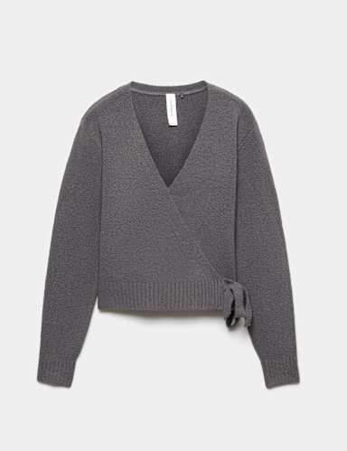 Boucle V Neck Wrap Cardigan.