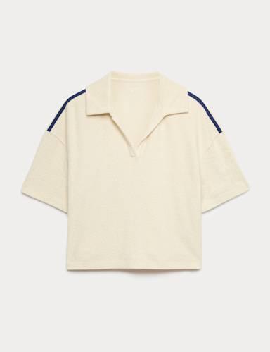 Cotton Rich Crop Polo Top.