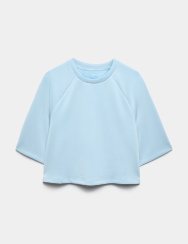 Modal Blend Sand Wash Oversized Crop Sweatshirt.
