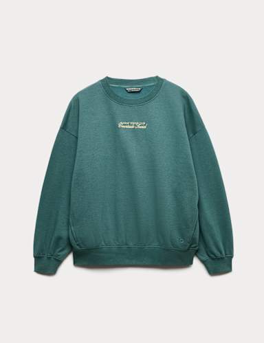 Cotton Rich Embroidered Oversized Sweatshirt.