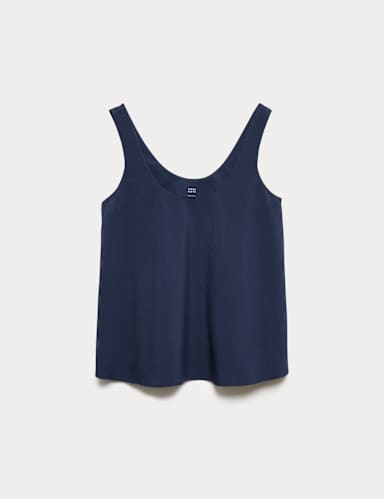 Seersucker Scoop Neck Relaxed Vest Top.