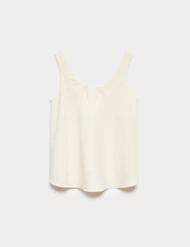 Seersucker Scoop Neck Relaxed Vest Top.