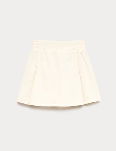 Seersucker Pleated High Waisted Skort.