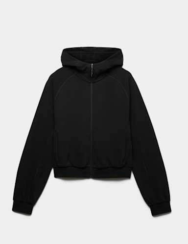 Cotton Rich Relaxed Crop Hoodie.