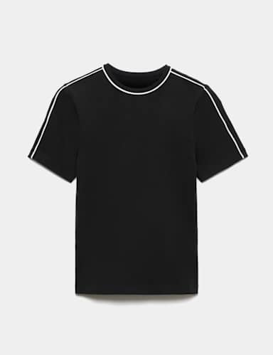 Cotton Rich Crew Neck Fitted T-Shirt.
