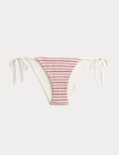 Smocked Tie Side Triangle Bikini Bottoms.