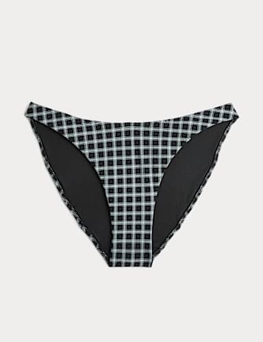 Checked High Leg Bikini Bottoms.