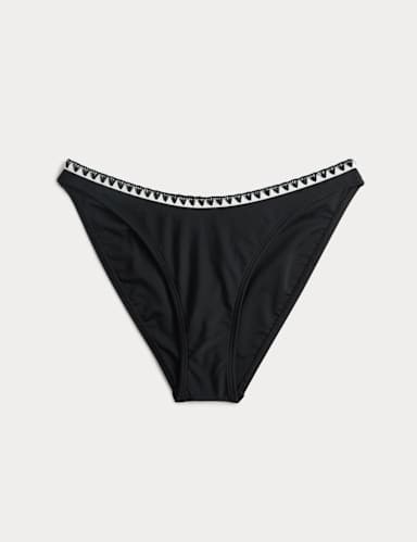 Blanket Stitch High Waisted Bikini Bottoms.