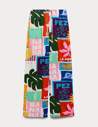 Pure Cotton Printed Beach Trousers.
