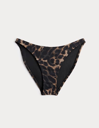 Printed High Leg Bikini Bottoms.