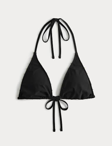 Bead Detail Triangle Bikini Top.