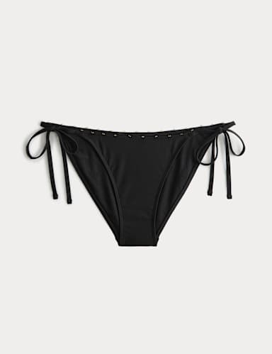 Bead Detail Tie Side Bikini Bottoms.