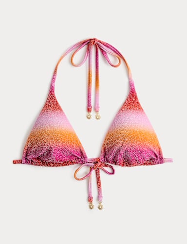 Ombre Sparkle Halterneck Triangle Bikini Top.