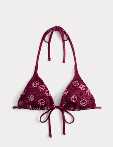 Embroidered Triangle Bikini Top.