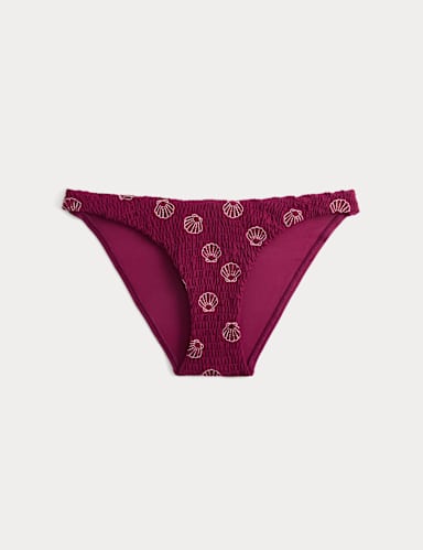 Embroidered Strappy High Leg Bikini Bottoms.