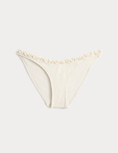 Textured Frill High Leg Bikini Bottoms.