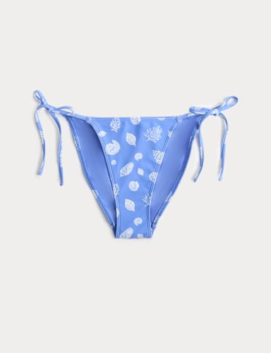 Tie Side High Leg Bikini Bottoms.