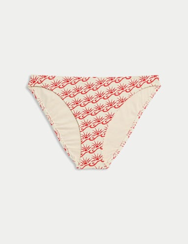 Printed High Leg Bikini Bottoms.