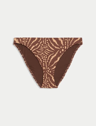Printed High Leg Bikini Bottoms.