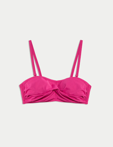 Padded Twist Front Bandeau Bikini Top.